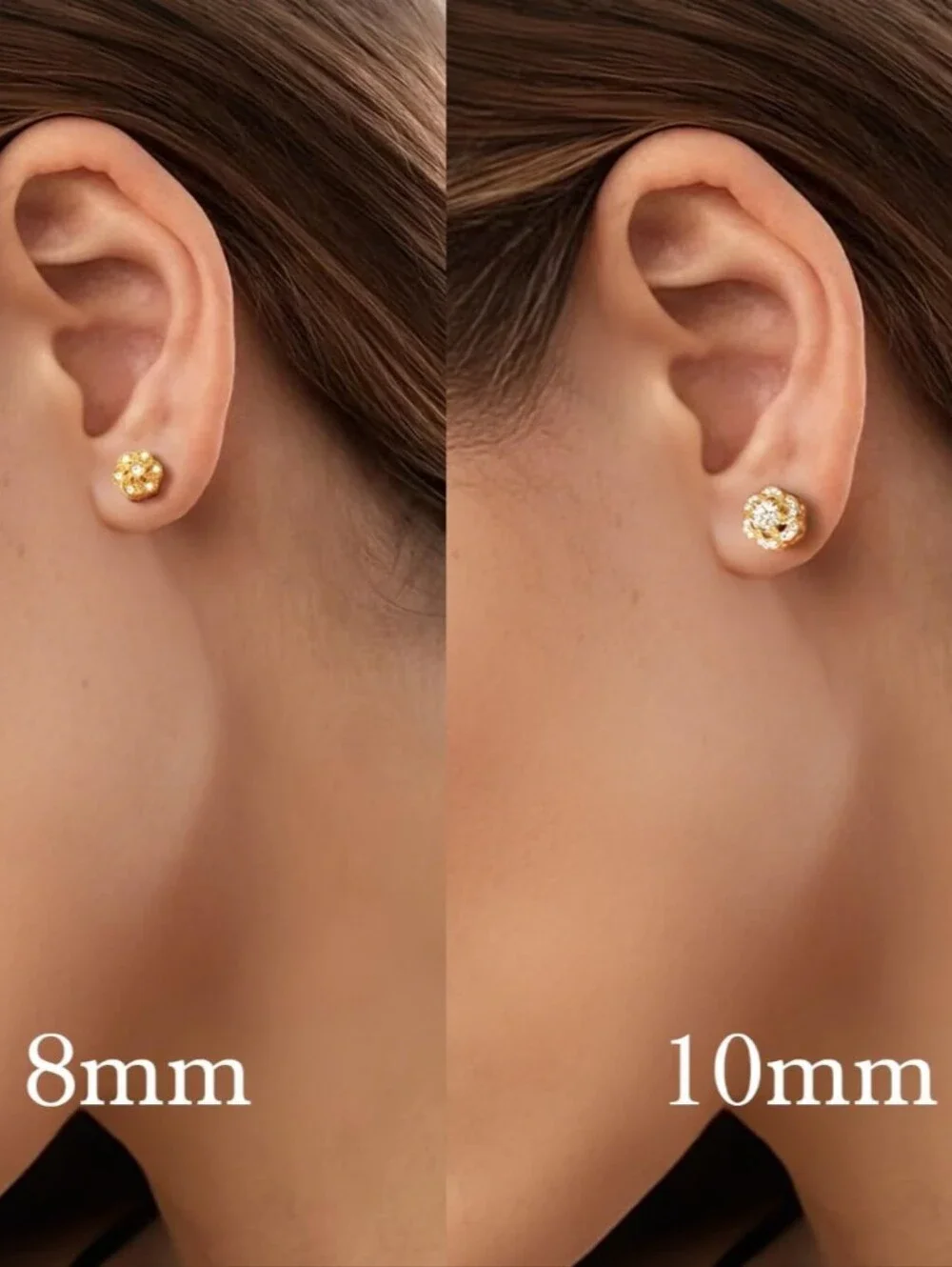 NWT 14K Gold Plated Flower Cubic Zirconia Stud Earrings – Brand New